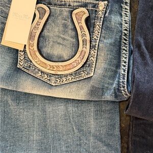 Miss Me Light Blue Boot Cut Jeans with Horseshoe Detail